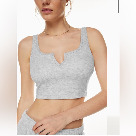 Aritizia TNA Waffle Crop Top Gray Size M - Picture 2 of 10